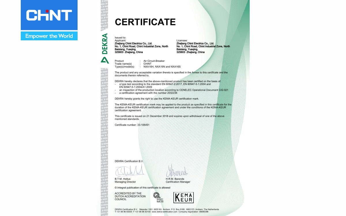 Máy cắt không khí CHINT NXA - sản phẩm chất lượng hàng đầu trong tầm giá 3 giay-chung-nhan-cua-may-cat-acb-chint