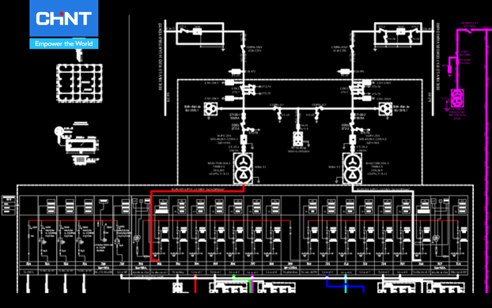 sơ đồ mẫu hệ thống điện nhà máy công nghiệp